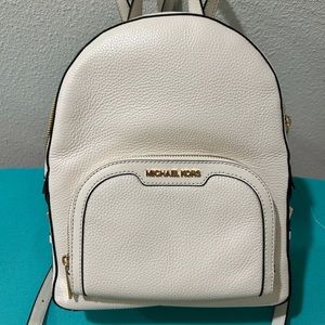 MICHAEL KORS Jaycee Medium Leather Backpack Light Cream